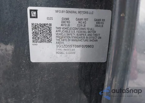 2021 Chevrolet Malibu Fwd Lt from USA, damaged, VIN 1G1ZD5ST0MF070903